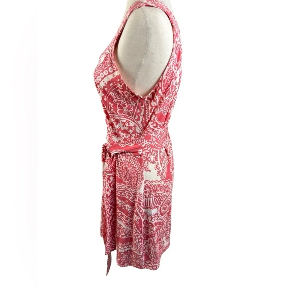 Lilly Pulitzer silk blend belted v neck dress size M preppy preowned - Picture 3 of 10